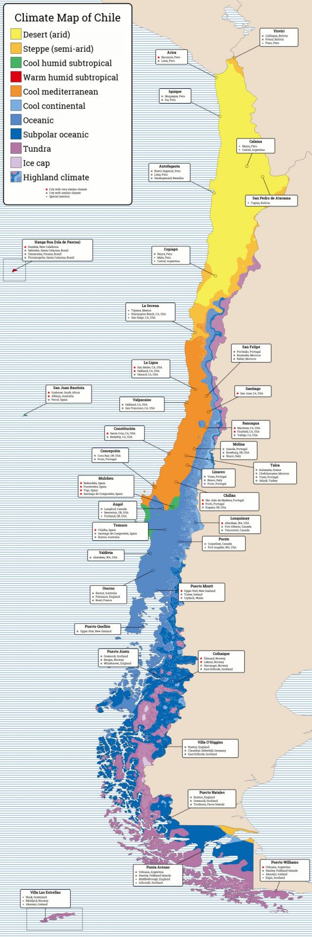 Kartes Čīles klimata