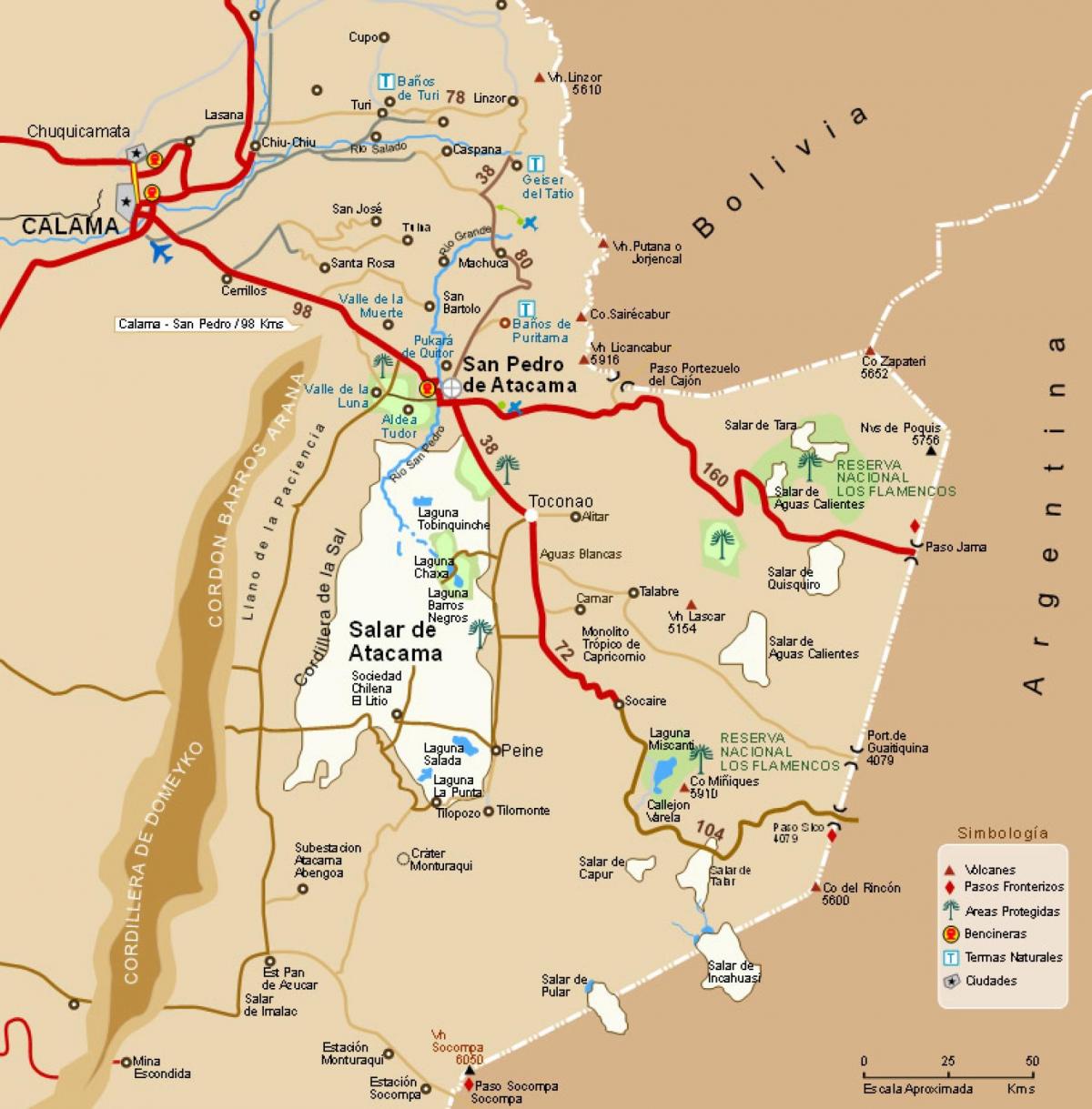 Karte atacama (Čīle