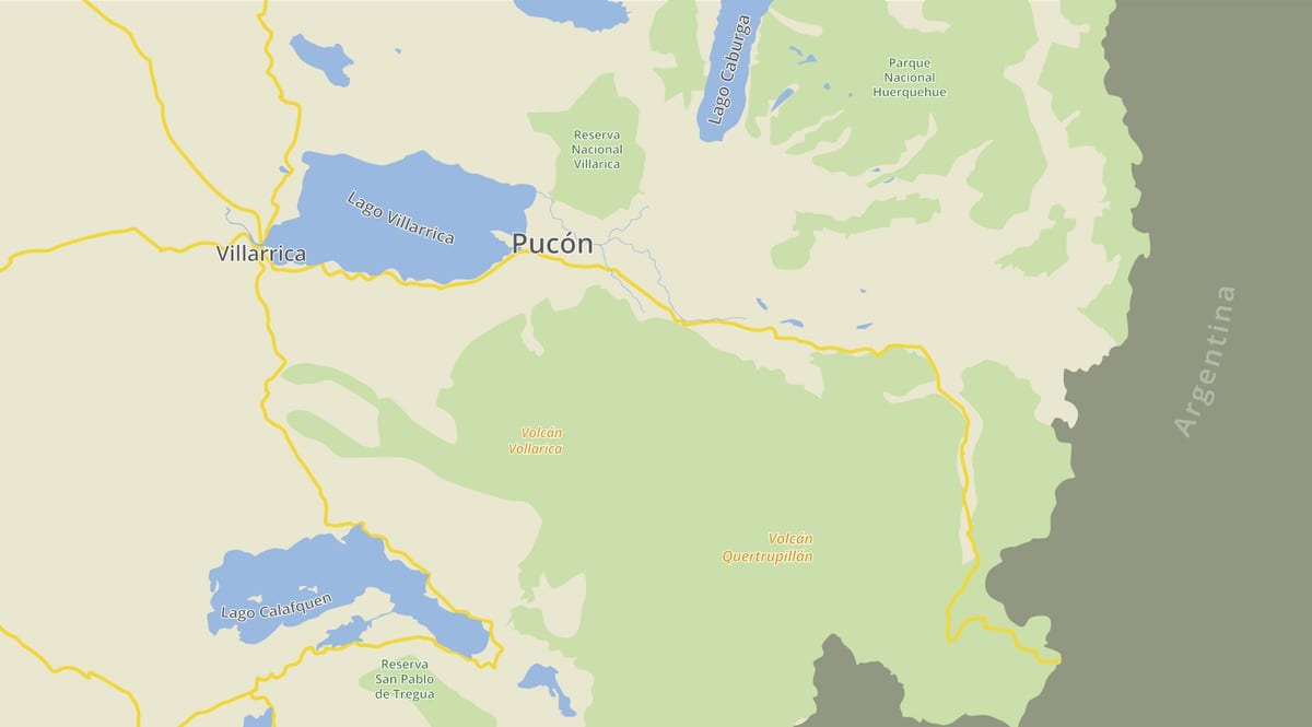 Karte pucon Čīle