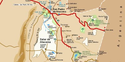Atacama tuksnesī, Čīlē karte